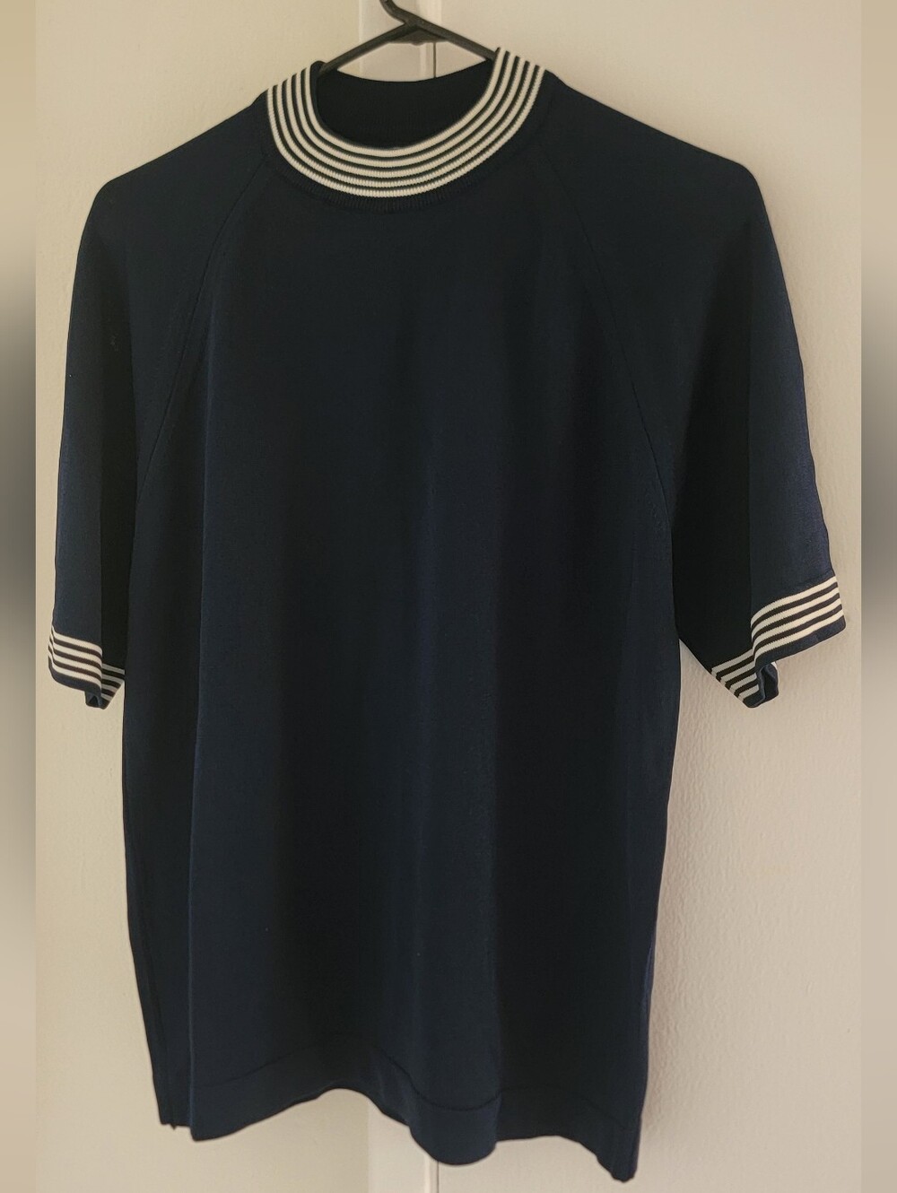 Men's Ban-lon Short Sleeve Tee with Striped Trim M
